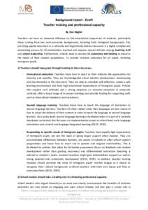 Education policy / Education reform / Teacher education / Intercultural learning / Inclusion / Teacher / Lifelong learning / Cultural competence / Programme for International Student Assessment / Education / Cross-cultural studies / Critical pedagogy