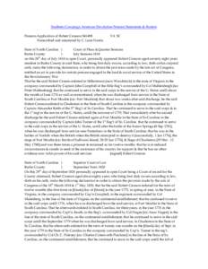 Southern Campaign American Revolution Pension Statements & Rosters Pension Application of Robert Crosson S41498 Transcribed and annotated by C. Leon Harris. VA SC