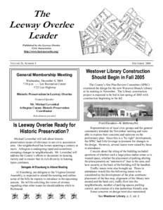 The Leeway Overlee Leader Published by the Leeway Overlee Civic Association http://www.leewayoverlee.org/