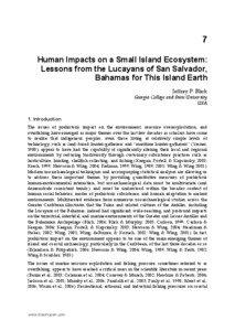 7 Human Impacts on a Small Island Ecosystem: Lessons from the Lucayans of San Salvador,
