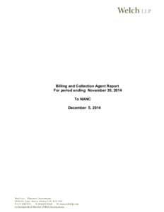 Billing and Collection Agent Report For period ending November 30, 2014 To NANC December 5, 2014  NANPA FUND