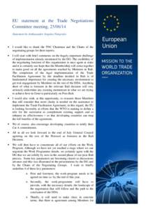 EU statement at the Trade Negotiations Committee meeting, [removed]Statement by Ambassador Angelos Pangratis 