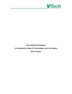 Leak Detection Methods: A Comparative Study of Technologies and Techniques Short version Table of Contents 1