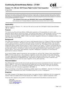 Continuing Airworthiness Notice[removed]Cessna 172, 180 and 185 Primary Flight Control Yoke Inspection