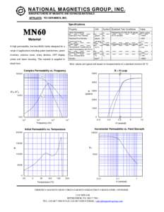 NATIONAL MAGNETICS GROUP, INC. MANUFACTURERS OF MAGNETIC AND ADVANCED MATERIALS AFFILIATE: TCI CERAMICS, INC. Specifications