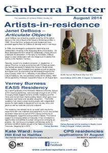 The  Canberra Potter The newsletter of Canberra Potters’ Society Inc.  August 2014