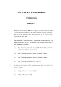 PART 9: THE HEALTH SERVICES UNION  INTRODUCTION CHAPTER 9.1