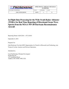 OPERATIONAL WIDE SWATH RADAR ALTIMETER DOCUMENT DESCRIPTION: FIRST INTERIM REPORT  DATE: