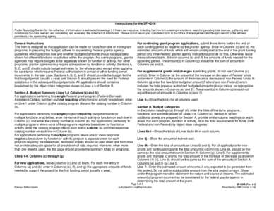 Instructions for the SF-424A Public Reporting Burden for this collection of information is estimated to average 3.0 hours per response, including the time for reviewing instructions, searching existing data sources, gath