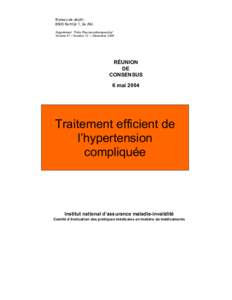 Réunions de consensus - Traitement efficient de l'hypertension compliquée