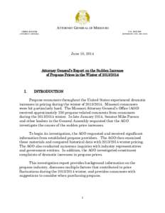 ATTORNEY GENERAL OF MISSOURI CHRIS KOSTER P.O. BOX 899  ATTO RNEY GENERAL