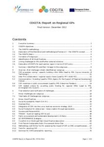 COGITA: Report on Regional GPs Final Version: December 2012 Contents 1