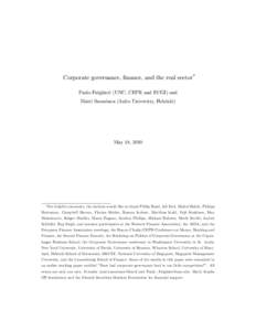 Corporate governance, …nance, and the real sector Paolo Fulghieri (UNC, CEPR and ECGI) and Matti Suominen (Aalto University, Helsinki) May 18, 2010