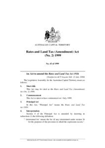 AUSTRALIAN CAPITAL TERRITORY  Rates and Land Tax (Amendment) Act (No[removed]No. 43 of 1999