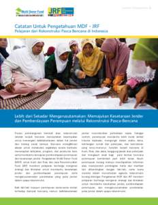 Catatan Pengetahuan 4  Catatan Untuk Pengetahuan MDF - JRF Pelajaran dari Rekonstruksi Pasca Bencana di Indonesia