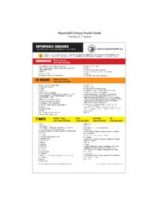 Reportable Disease Pocket Guide 5 inches X 7 inches REPORTABLE DISEASES Required by the Illinois Department of Public Health