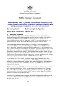 Public Summary Document Application No. 1293 – Epidermal Growth Factor Receptor (EGFR) testing to determine eligibility for afatinib treatment in patients with locally advanced or metastatic non-small-cell lung cancer 
