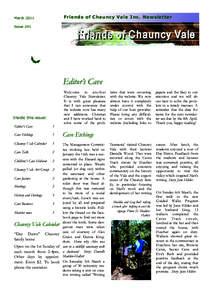 Friends of Chauncy Vale Inc. Newsletter  March 2011 Issue 241  Editor’s Cave