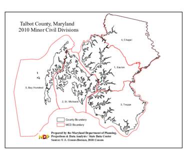 Talbot County, Maryland 2010 Minor Civil Divisions 4, Chapel 1, Easton