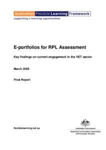 E-portfolios for RPL Assessment Key findings on current engagement in the VET sector March[removed]Final Report