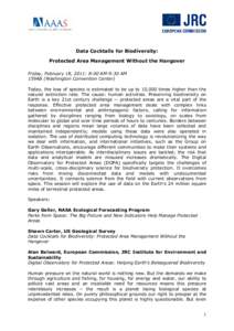 Data Cocktails for Biodiversity: Protected Area Management Without the Hangover (Presentation abstracts)