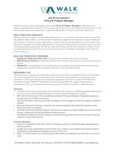    	
   Job Announcem ent: Policy & Program M anager