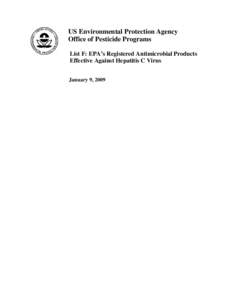 US EPA - List F:  EPA’s  Registered Antimicrobial Products Effective Against  Hepatitis C Virus
