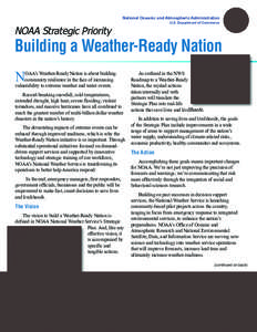 National Oceanic and Atmospheric Administration U.S. Department of Commerce NOAA Strategic Priority  Building a Weather-Ready Nation