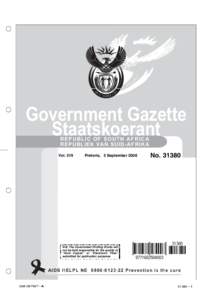 Government Gazette Staatskoerant R EPU B LI C OF S OUT H AF RICA REPUBLIEK VAN SUID-AFRIKA  Vol. 519