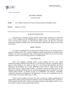 Federal assistance in the United States / Personal Responsibility and Work Opportunity Act / Administration on Aging / Government / Law / Old age / Legal Services Corp. v. Velazquez / Legal aid / Legal Services Corporation / Older Americans Act