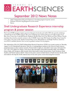 S C H O O L  O F EARTHSCIENCES September 2012 News Notes