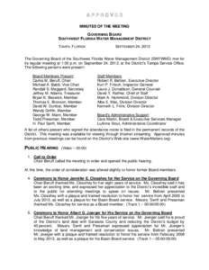 APPROVED MINUTES OF THE MEETING GOVERNING BOARD SOUTHWEST FLORIDA WATER MANAGEMENT DISTRICT TAMPA, FLORIDA