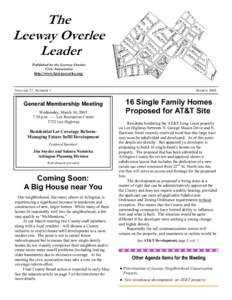 The Leeway Overlee Leader Published by the Leeway Overlee Civic Association http://www.leewayoverlee.org/