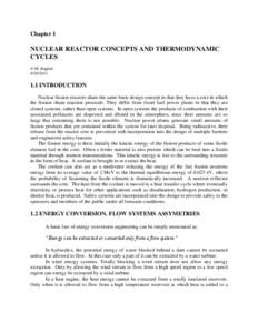 Chapter 1  NUCLEAR REACTOR CONCEPTS AND THERMODYNAMIC