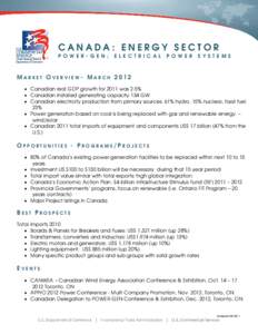 CANADA: ENERGY SECTOR P O W E R - G E N ; E L E C T R I C A L  P O W E R