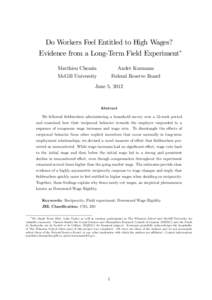 Do Workers Feel Entitled to High Wages? Evidence from a Long-Term Field Experiment Matthieu Chemin André Kurmann