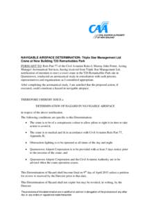 Part 77 Navigable Airspace DETERMINATION : Tripple Star Management Ltd Crane at New Building T20 Remarkables Park
