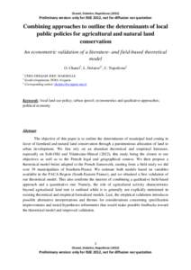 Chanel, Delattre, NapoléonePreliminary version: only for ISEE 2012, not for diffusion nor quotation Combining approaches to outline the determinants of local public policies for agricultural and natural land