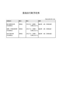 委員会行動予定表 平成30年3月15日 委員会名 種別