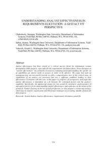 Understanding Analyst Effectiveness in Requirements Elicitation: A Gestalt Fit Perspective