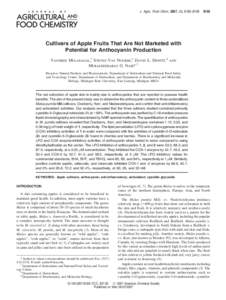 J. Agric. Food Chem. 2007, 55, 8165–[removed]Cultivars of Apple Fruits That Are Not Marketed with Potential for Anthocyanin Production
