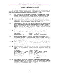 Guide for the Use of the International System of Units (SI)