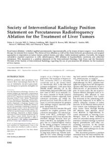 Society of Interventional Radiology Position Statement on Percutaneous Radiofrequency Ablation for the Treatment of Liver Tumors