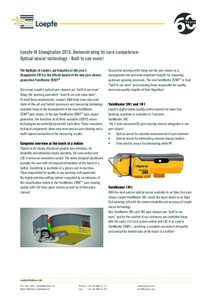 Loepfe @ Shanghaitex 2015: Demonstrating its core competence: Optical sensor technology - Built to see more! The highlight of Loepfe’s participation at this year’s Shanghaitex 2015 is the official launch of the new y