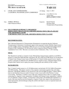 State of California DEPARTMENT OF TRANSPORTATION Business, Transportation and Housing Agency  Memorandum