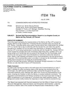 STATE OF CALIFORNIA - THE RESOURCES AGENCY  ARNOLD SCHWARZENEGGER, Governor CALIFORNIA COASTAL COMMISSION South Coast Area Office