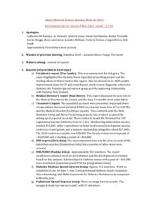 DRAFT MINUTES ANNUAL GENERAL MEETING 2011 RUTHERFORD HOTEL, NELSON 4 MAY:00 – 17:30 1. Apologies: Catherine McNamara, Jo Stewart, Andrew Jones, Susan van Maanen, Robyn Toomath, Kerrie Skeggs, Ross Lawrenson, Je