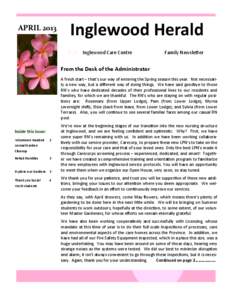 APRIL 2013   Inglewood Herald  Inglewood Care Centre             Family NewsleZer 