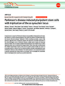 ARTICLE Received 12 Nov 2010 | Accepted 22 Jul 2011 | Published 23 Aug 2011 DOI: [removed]ncomms1453  Parkinson’s disease induced pluripotent stem cells