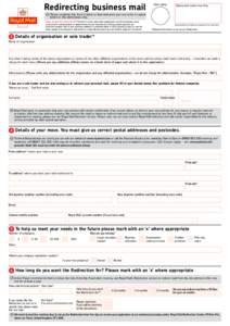 Redirecting business mail  Date stamp Redirection Centre Use Only